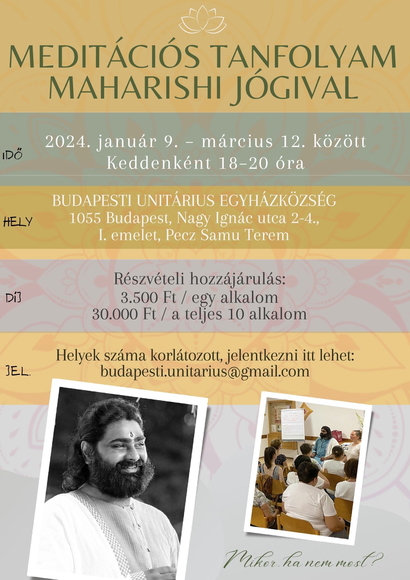 Meditációs tanfolyam Maharishi Jogival